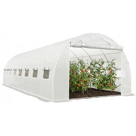 Outsunny – Serre tunnel 24m² – Dimensions 8L x 3l x 2H m – 16 fenêtres – Porte zippée enroulable – Acier galvanisé – Bâche anti-UV 140 g/m² (1/5)