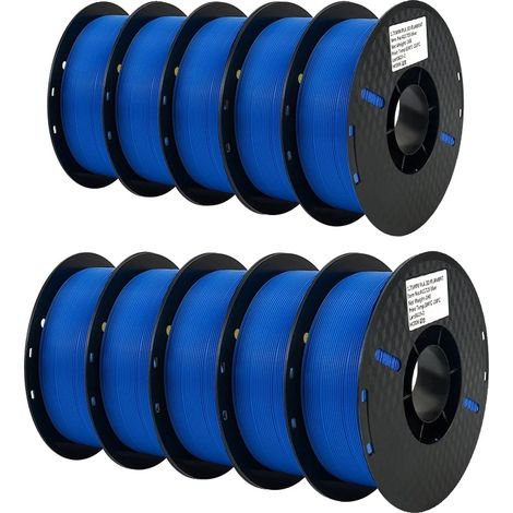 Filamento PLA para impresoras 3D, 1,75 mm de diámetro, rollo de 1 kg, 10 kg de PLA azul (1/2)