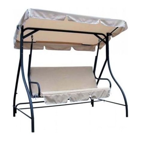 Dondolo Romantic a 3 posti cm 185x120x160 in acciaio con top in poliestere e seduta in tessuto Oxford da giardino esterno (1/10)