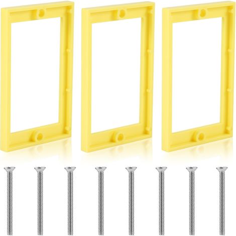 3pcs Rallonges de Prise Électrique, Rallonge de Boîte de Sortie de 0,64 cm avec Vis Rallonge de Boîte Électrique à un Seul Groupe pour Prise Électrique de Boîte Électrique (Jaune) (1/5)