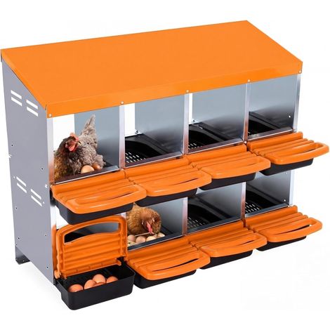 Pondoir poules pondeuses 8 compartiments – Poulailler en métal avec bac de récupération – Collecte des œufs facile – Couvercle amovible – Hydromotrix (1/5)