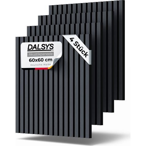 Dalsys Akustikpaneel - 60x60cm. 4 Stück Eiche Schwarz