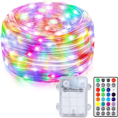 Guirlande lumineuse d'extérieur 50 LED, 5 mètres, étanche, avec télécommande et minuterie, adaptée à une utilisation intérieure et extérieure, fêtes de Noël, balcons, mariages et autres événements [Cl (1/5)
