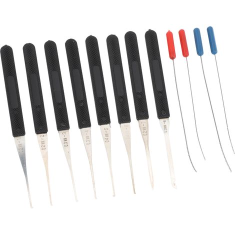 Kit extractor de llaves rotas de 12 piezas, de 0,2 mm a 0,4 mm, de acero para muelles, portátil, para reparación de cerraduras. (1/5)