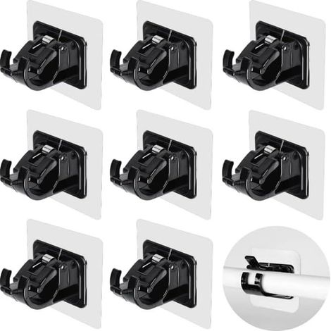 Set di 8 supporti per aste per tende, supporti per aste per tende, supporti per aste per tende, senza foratura, autoadesivi, adatti per cucina, tende, bagno, camera da letto
