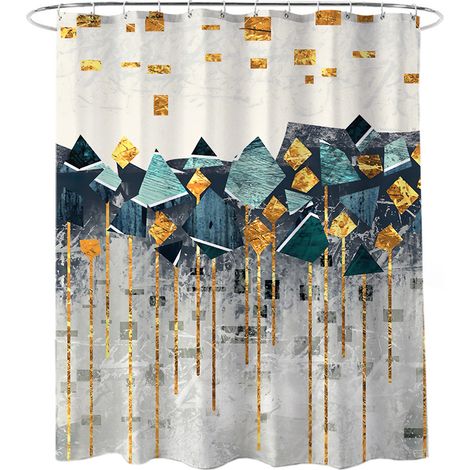 Rideau De Douche - Polyester Imperméable - Séchage Rapide - Motif Géométrique - Pour Salle De Bain - 1 Pièce (1/5)