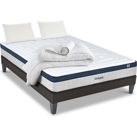 HYPSOM Pack Prêt à dormir MONTESQUIEU 140x190 cm Matelas Ressorts ensachés + Sommier + Accessoires (1/5)