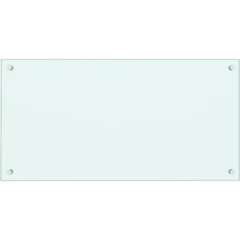 Protector antisalpicaduras de cocina en vidrio templado de 80 x 40 cm protector decorativo contra salpicaduras en vidrio blanco 020046319 (1/5)
