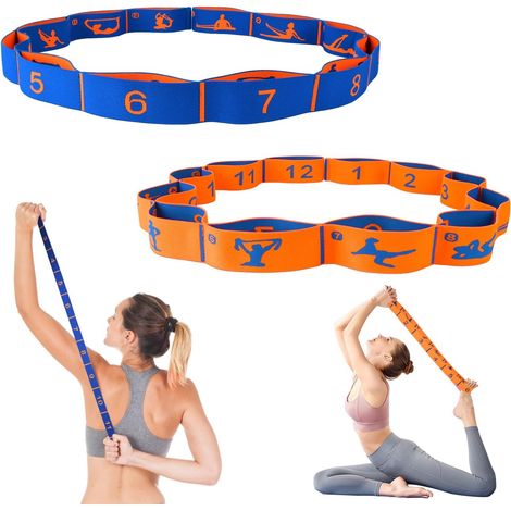 Bandes de résistance longues en tissu, bandes d'étirement de yoga, bandes de résistance extensibles pour exercice, sangles extensibles pour la physiothérapie, le yoga, le pilates, le fitness (1/5)