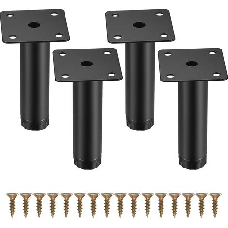 4 pezzi gambe per mobili, gambe per mobili regolabili da 10 cm/4 pollici, piedini di supporto di fissaggio in metallo per mobili/tavolo/sedia/scrivania/cucina/armadietto/divano (1/5)