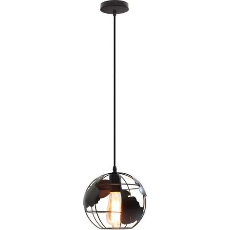 U-DO Lustre Industriel Suspension Cage en Métal Noir 2018cm Vintage Lampe de Plafonde Intérieur Industriel (1/4)