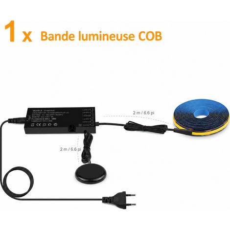 Kit ruban LED COB 12V 2m blanc neutre PCB noir avec variateur et prise UE 1 2 réf 5863 230 g – Livraison gratuite