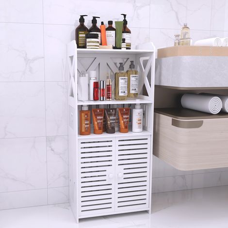 Hofuton Meuble de Rangement de Salle de Bain, Armoire Haute, Bibliothèque, avec 2 Compartiments Ouverts, 1 Porte, 25 x 40 x 90 cm, pour Salon, Cuisine, Bureau, Blanc