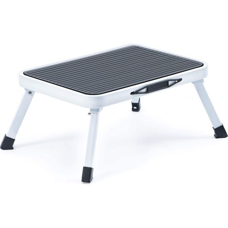 Step Stool,Folding One Step Ladder with Non-slip Rubber Mat,Lightweight Steel Kitchen Stool,holds up to 150KG (1/2)