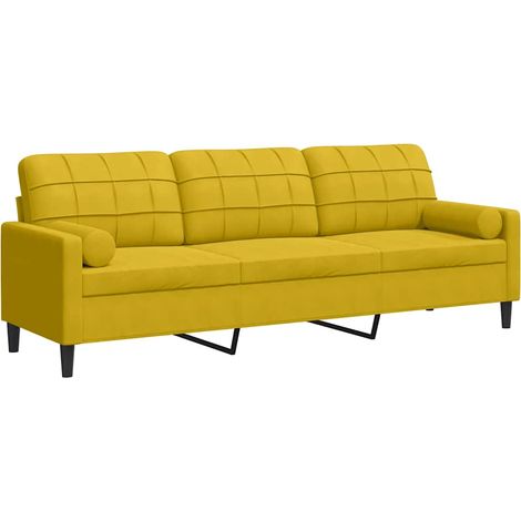 Maison Exclusive - Divano a 3 Posti con Cuscini Giallo 210 cm in Velluto
