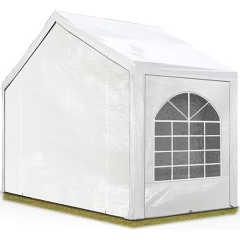 Toolport – Tente barnum de réception 4x2 m en polyéthylène 450 N – Construction stable avec tubes galvanisés – Parois amovibles et déflacteurs de vent - PE 450 N (1/5)