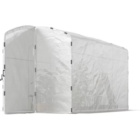 m² großes Gartentunnelgewächshaus, 300 x 200 x 195 cm, PE-Folie (220 g/m²), 50 cm breiter Rand, weiße Tür