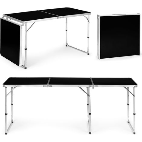 Touristentisch, klappbarer Campingtisch, schwarze Platte, 180 x 60 cm