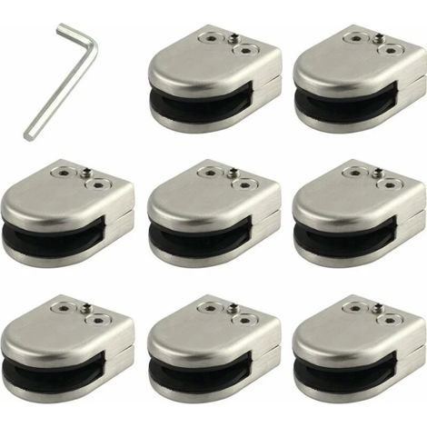 Pince De Verre 8 PCS 8-10mm En Acier Inoxydable 304 Clip En Verre Pince Support Dos Plat Finition Chromig pour Balustrade (1/5)
