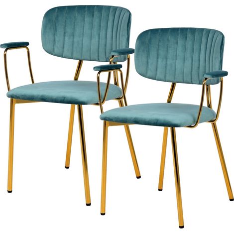 Chaise Giselle 225 lot de 2 - Vert menthe et doré (1/5)