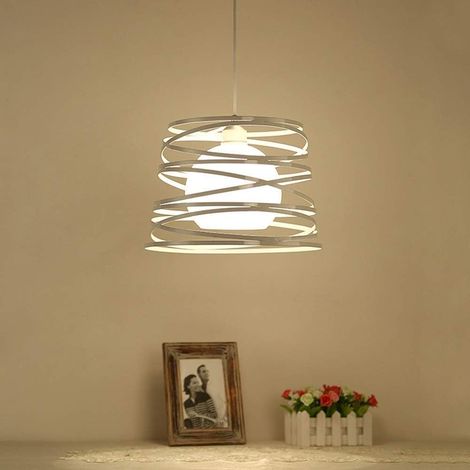 Lustre nordique post-moderne à une tête E27 en fer, plafonnier en spirale, petit lustre pour restaurant, bar, Internet C, décoration simple et créative de personnalité, lampe à LED durable