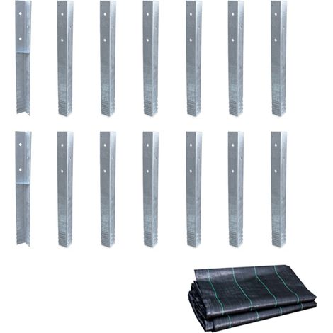 Wickey Ancrage au sol ancrage poteau SolidLock - set de ancrages pour aire de jeux & portique balançoire avec toile anti-mauvaises herbes, ancrages en profilé pour cabane enfant & palissade - 18 - piè
