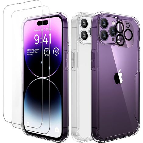 CUSTODIA IN SILICONE PER APPLE IPHONE 14 PRO MAX CON 2 FOTOCAMERE IN VETRO TEMPERATO (1/5)
