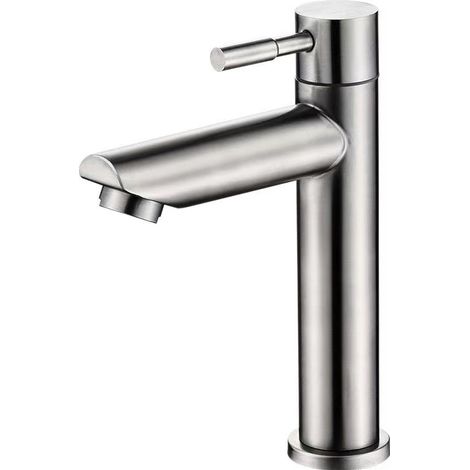 Badewannenarmatur – Nur Kaltwasser – Verchromte Messingarmatur mit abnehmbarem Strahlregler – Geeignet für Waschbecken – Silber (1/5)