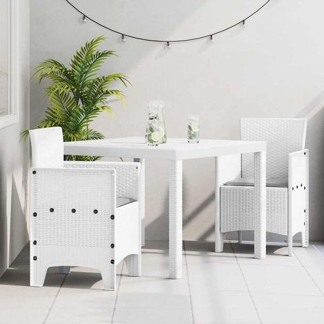 Conjunto de Comedor de Jardín 3 uds. Blanco Polipropileno vidaXL (1/5)