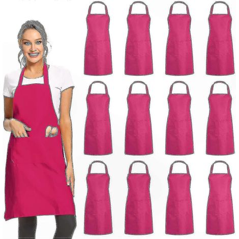 Lot de 12 Tabliers de Cuisine Noirs avec Poches - Vêtement de Travail Mixte pour Restaurant, Usage Professionnel (1/4)