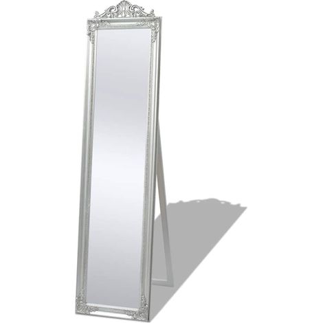 Specchio Autoportante Stile Barocco 160x40 cm Argento vidaXL