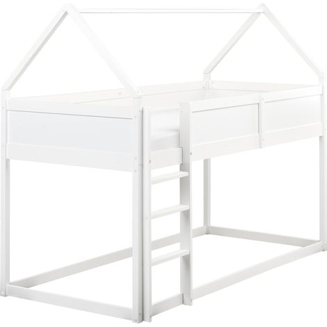 Cama de media altura con somier 90 x 200 cm infantil madera de pino blanco Dienne (1/5)