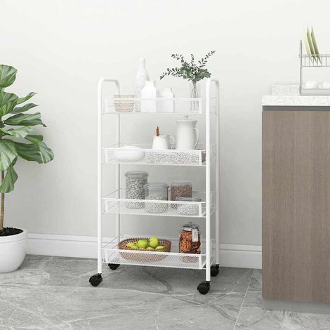 vidaXL Carrito de cocina 4 niveles hierro blanco 46x26x85 cm (1/5)