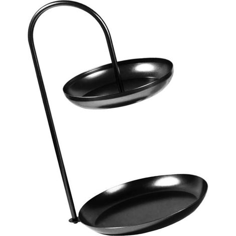 Tour d'Organisateur de Bijoux de Table, Organisateur de Bijoux de Table à 2 Niveaux, Tour de Plateau de Rangement de Présentoir de Collations et de Desserts en Fer (11) (1/4)