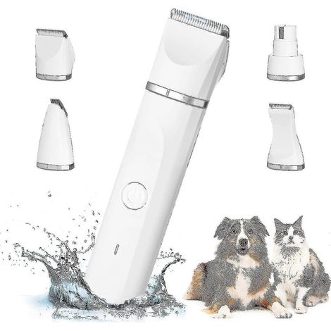 Tondeuse professionnelle 4 en 1 pour chiens : tondeuse silencieuse et étanche IPX7, sans fil, avec câble de recharge USB pour chats et autres animaux de compagnie. (1/3)