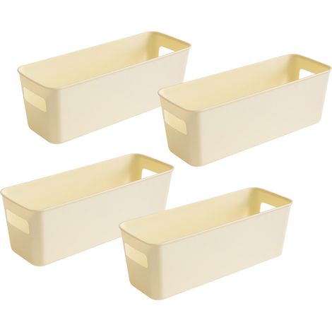 Ensemble de rangement 4 pièces, panier de rangement en plastique avec poignées, pour tiroir de placard de cuisine, cuisine, maison (1/5)