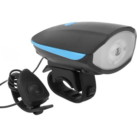 Phare de scooter rechargeable USB, lumière avant super lumineuse pour conduite nocturne avec klaxon intégré, couleur bleue, éclairage LED puissant, accessoire vélo et moto. (1/5)