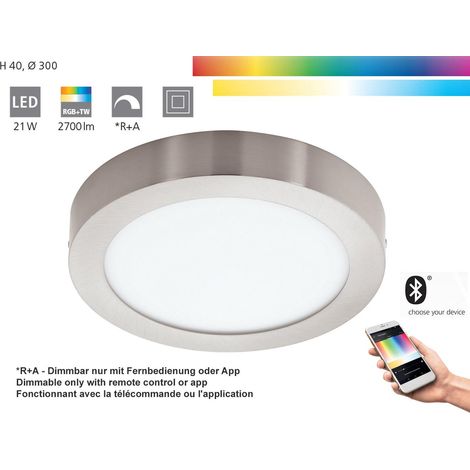 LED plafonnier Fueva-C Round 30cm nickel mat - 96678 (1/5)