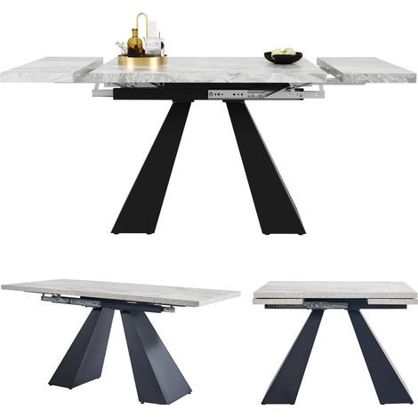 CHICFURN Tavolo da pranzo allungabile 99-159 x 74 x 77 cm, MDF grigio effetto marmo (1/5)