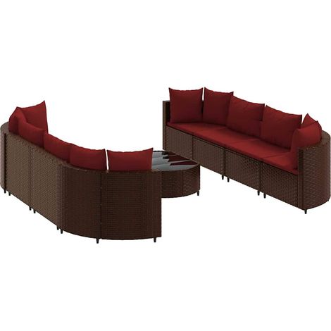 vidaXL Set Divani da Giardino 9pz con Cuscini Marrone in Polyrattan (1/5)