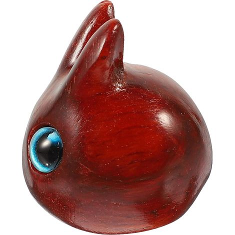 Figurine Lapin en Bois Marron Sculpté, Ornement Adorable pour Décoration de Pâques et Bureau, Style Créatif et Cartoon pour Jardin et Garçon et Filles (1/5)