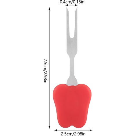 Lot de 2 fourchettes en acier inoxydable pour barbecue, brochettes de fruits et de snacks (rouge) (1/5)