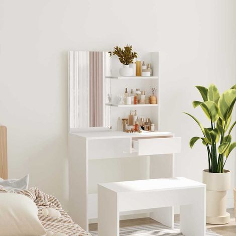 vidaXL Coiffeuse avec miroir blanc 74,5x40x141 cm (1/5)