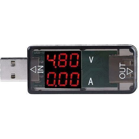 USB Voltage Tester, USB Color LCD Voltmeter Ammeter Current Meter Multimeter Charger USB Tester Real-time Voltage Detection 6.7 2.4 1.5cm (Black) Bett (1/5)