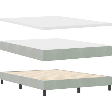 Box Spring Bed with Mattress Black 100x200 cm Velvet Light grey vidaXL (1/5)