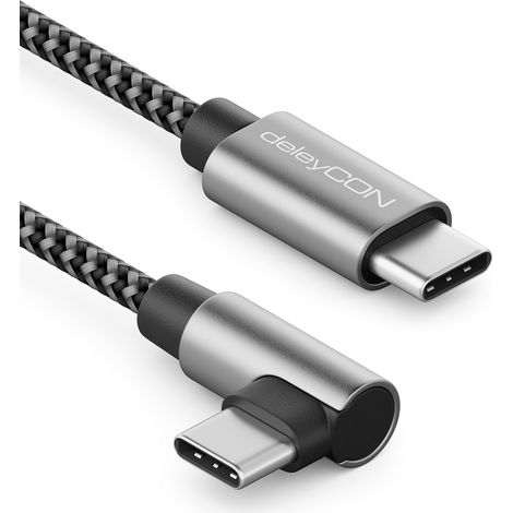 1,5m USB C Câble 1x 90° Coudé PD3.0 (60W Charge Rapide) C vers C Recharge pour iPhone 17 16 15 Pro Max Air Galaxy S26 S25 S24 Pixel iPad Pro MacBook Air Tablettes Switch PS5