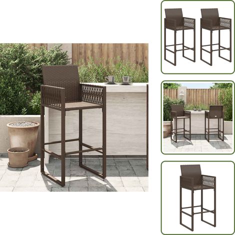 The Living Store Garten-Barhocker 2 Stk. Braun Poly Rattan - Gartenhocker - Barhocker - Outdoor Furniture - Gartenmöbel - Rattan Möbel (1/5)