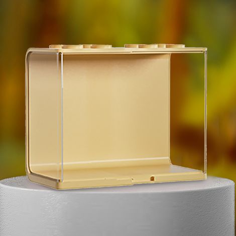 Vitrine transparente en ABS pour poupées, pliable, transparente, support pour jouets, pour le rangement de figurines de collection, grande, jaune (1/5)