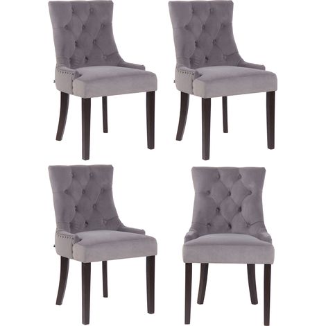 Juego de 4 sillas de comedor Aberdeen en terciopelo Gris Antiguo