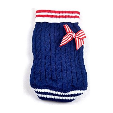 AGE Pulls Pullovers Vestes Tricots Manteaux d'hiver Chihuahuas Chiots Chatons Chats Bleu Marine M (1/3)